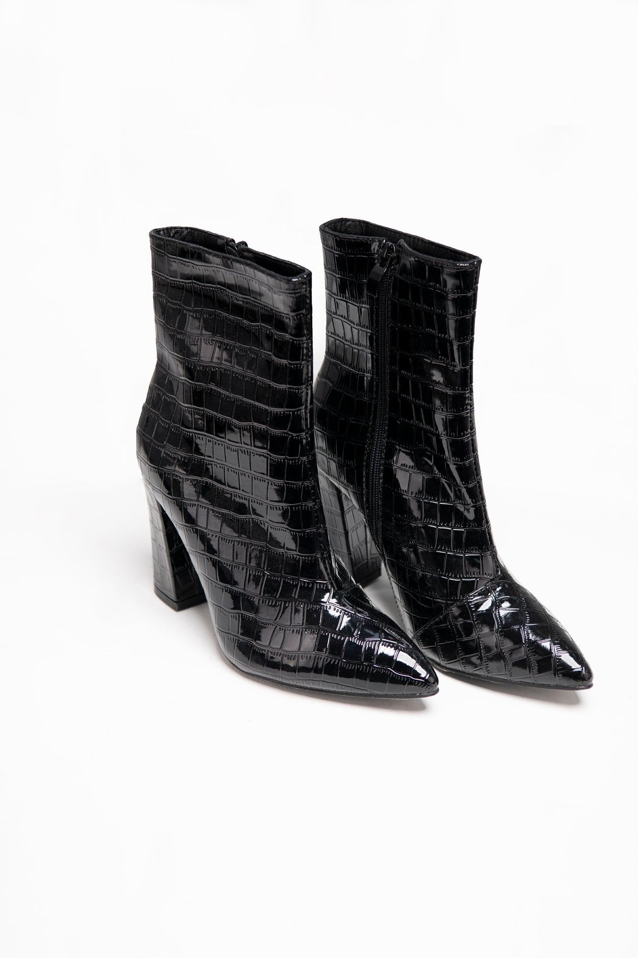 BTW - CROC FINISHED HEELED BOOTS