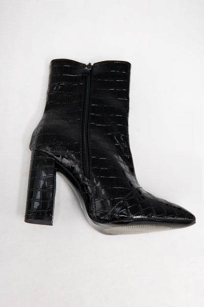 BTW - CROC FINISHED HEELED BOOTS