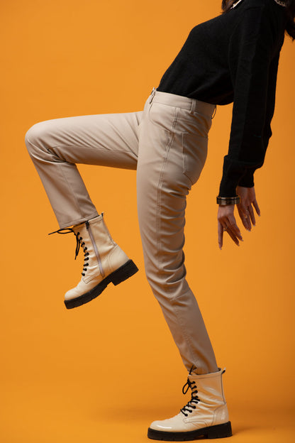 BTW - LEATHER PANTS BEIGE