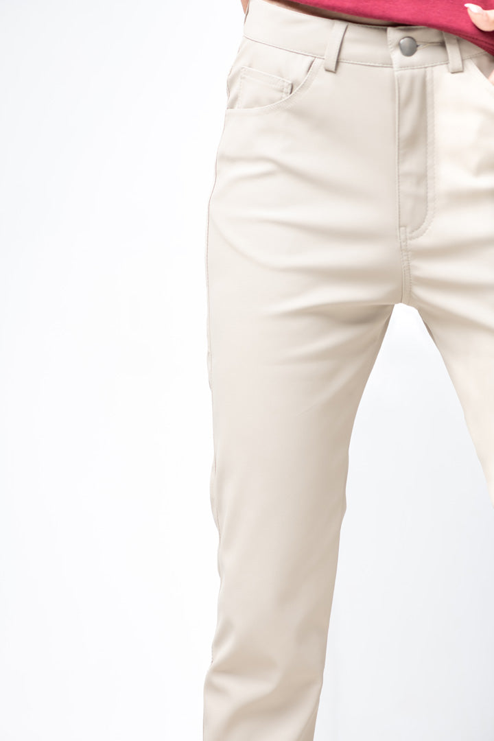 BTW - LEATHER PANTS BEIGE