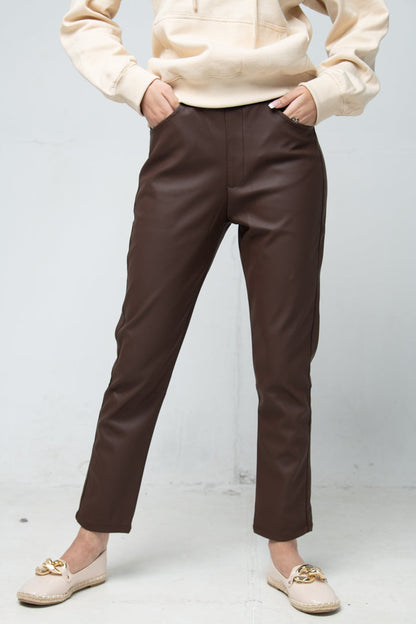 BTW - LEATHER PANTS BROWN