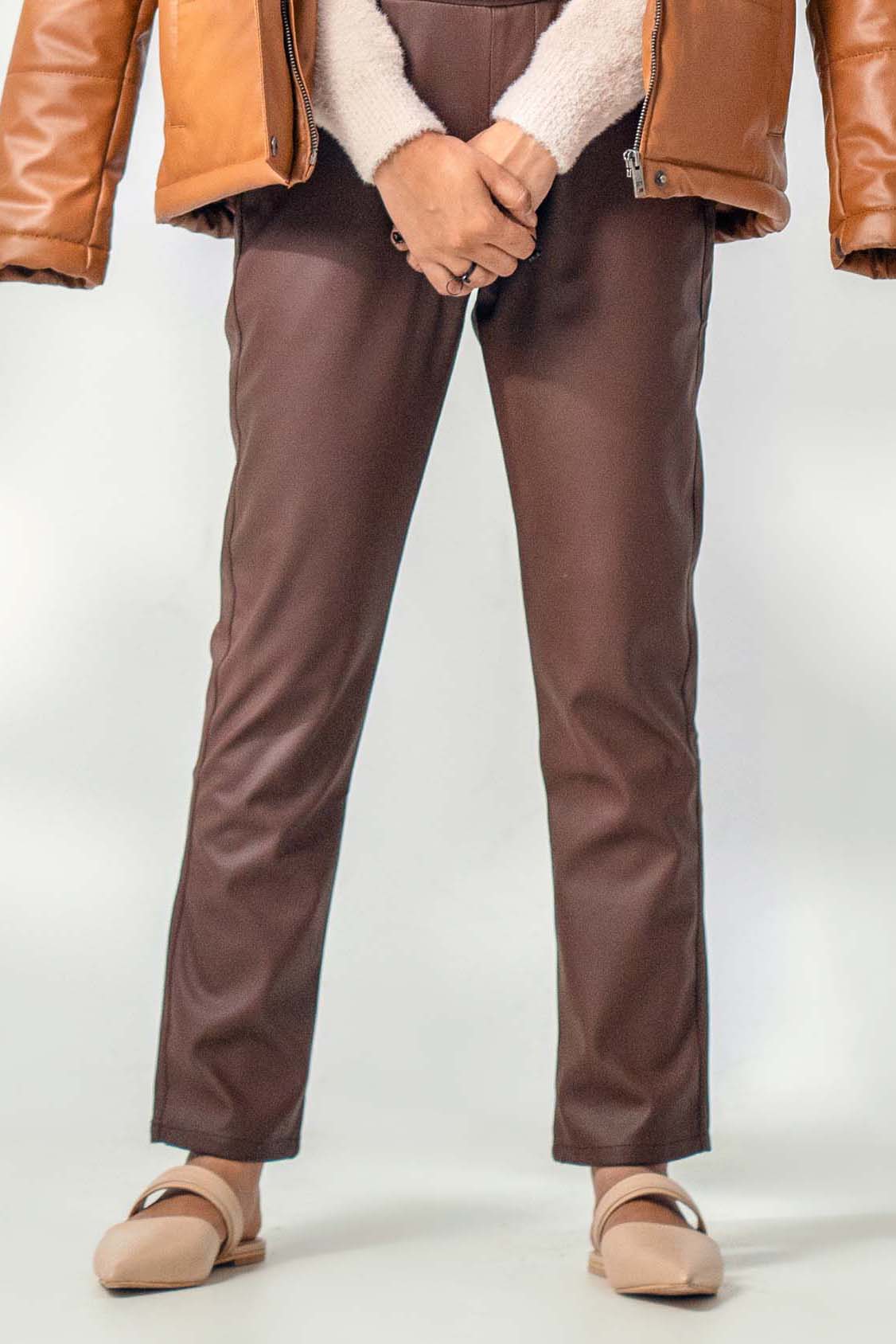BTW - LEATHER PANTS BROWN