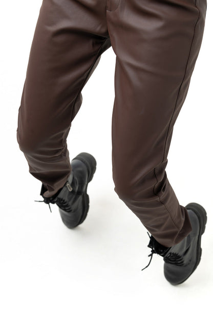 BTW - LEATHER PANTS BROWN