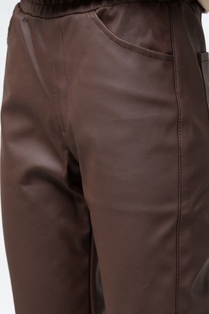 BTW - LEATHER PANTS BROWN