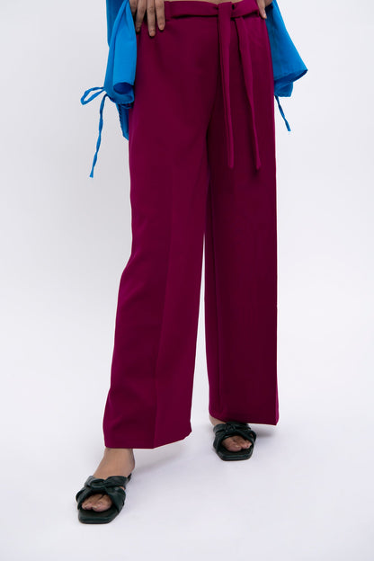 BTW - WIDE LEG BELTED TROUSERS