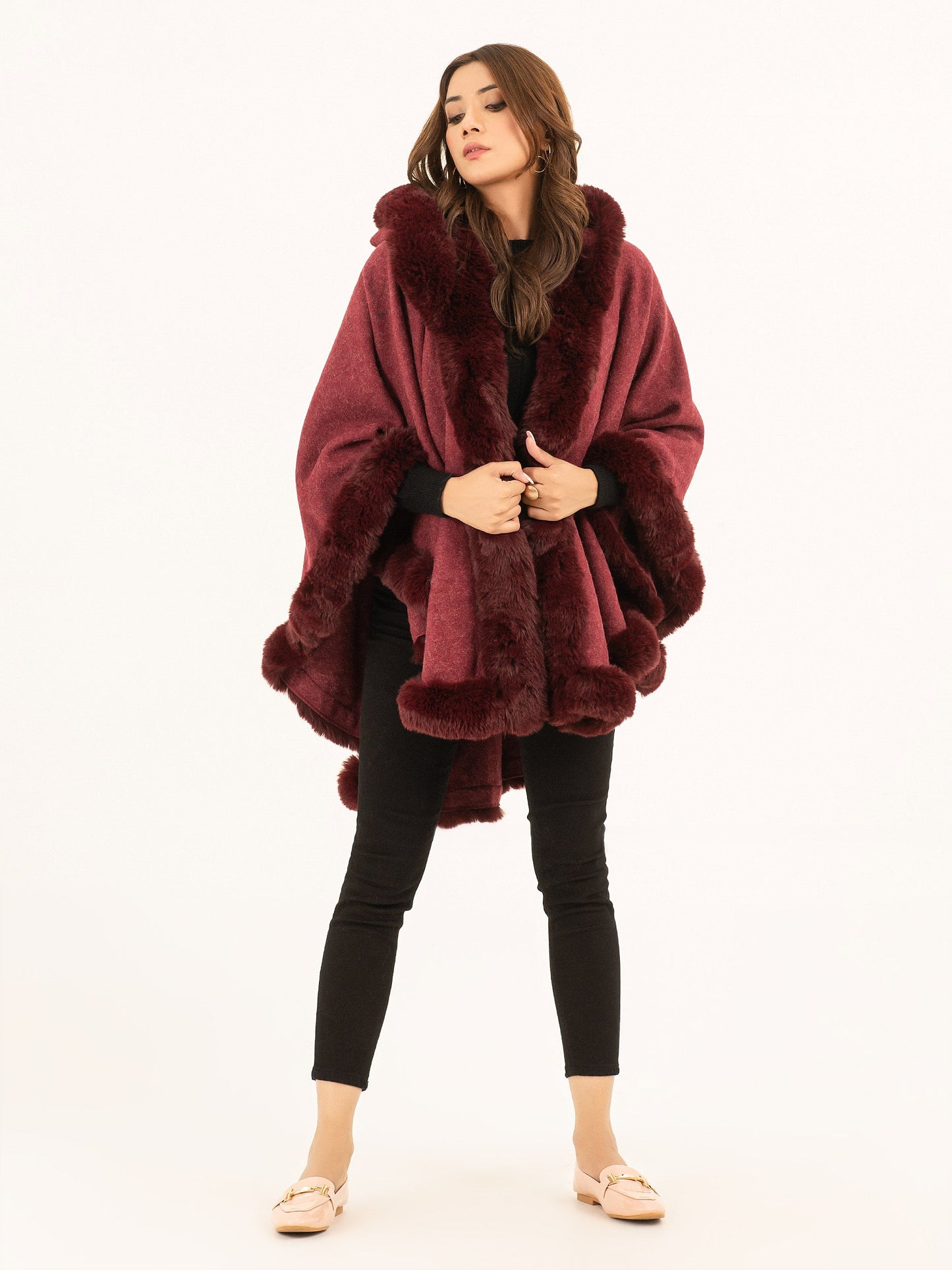 Limelight - Hooded Fur Cape Shawl