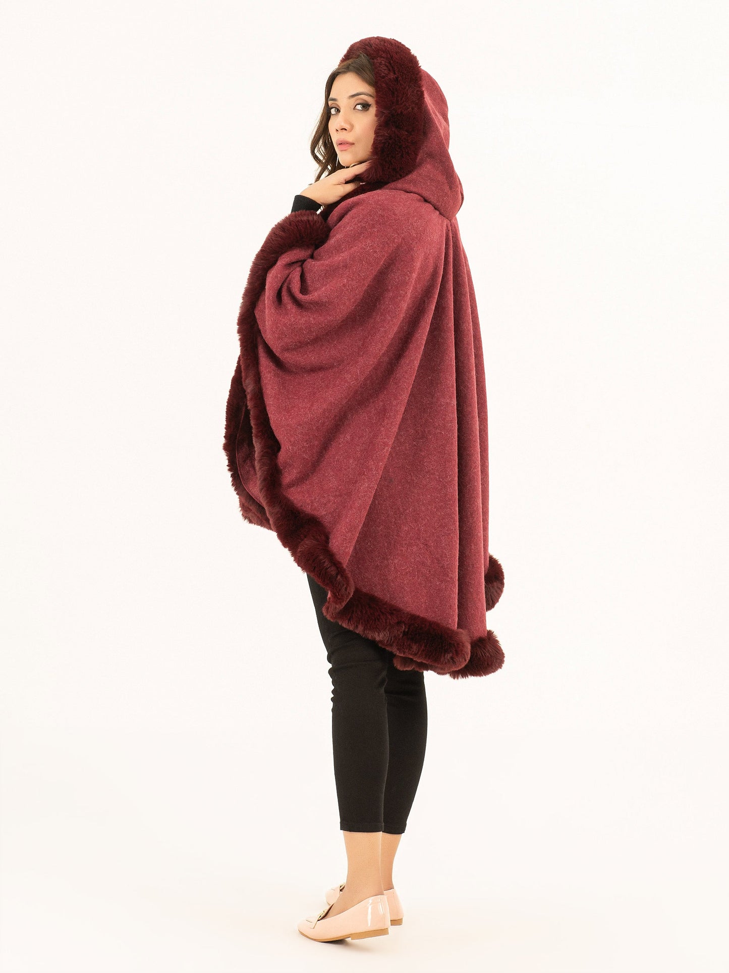 Limelight - Hooded Fur Cape Shawl