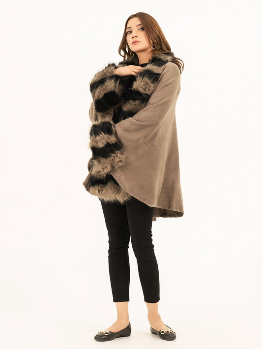 Limelight - Two Tone Fur Cape Shawl