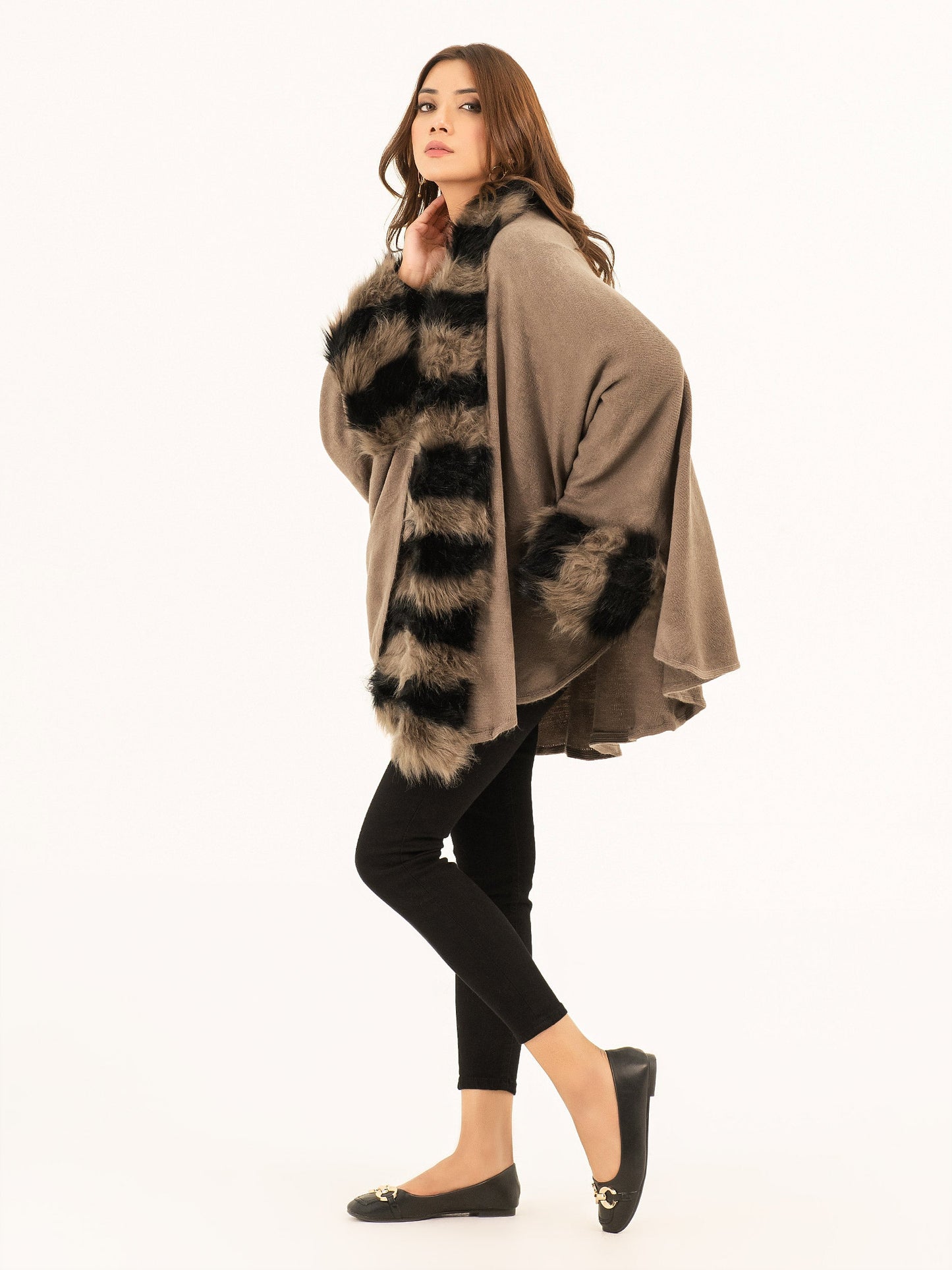 Limelight - Two Tone Fur Cape Shawl