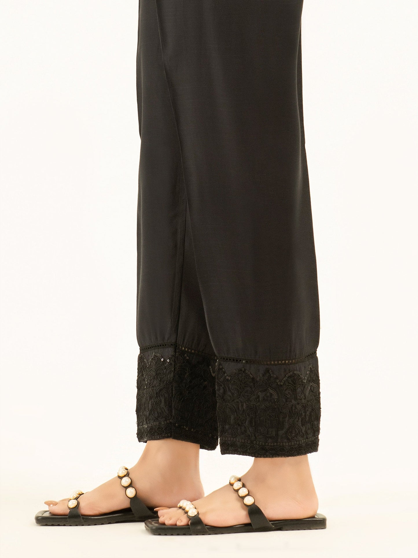 Embroidered Silk Trousers