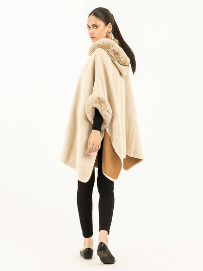 Hooded Fur Cape Shawl