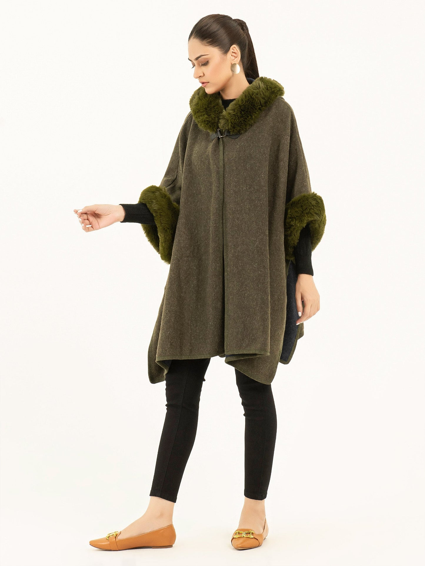 Hooded Fur Cape Shawl