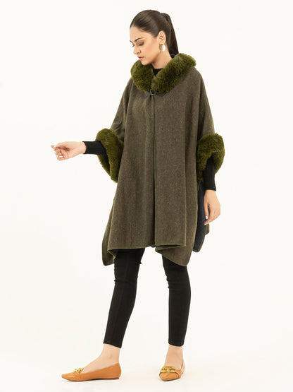 Hooded Fur Cape Shawl