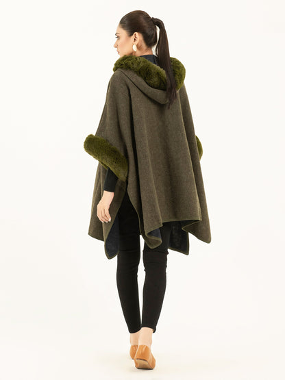 Hooded Fur Cape Shawl