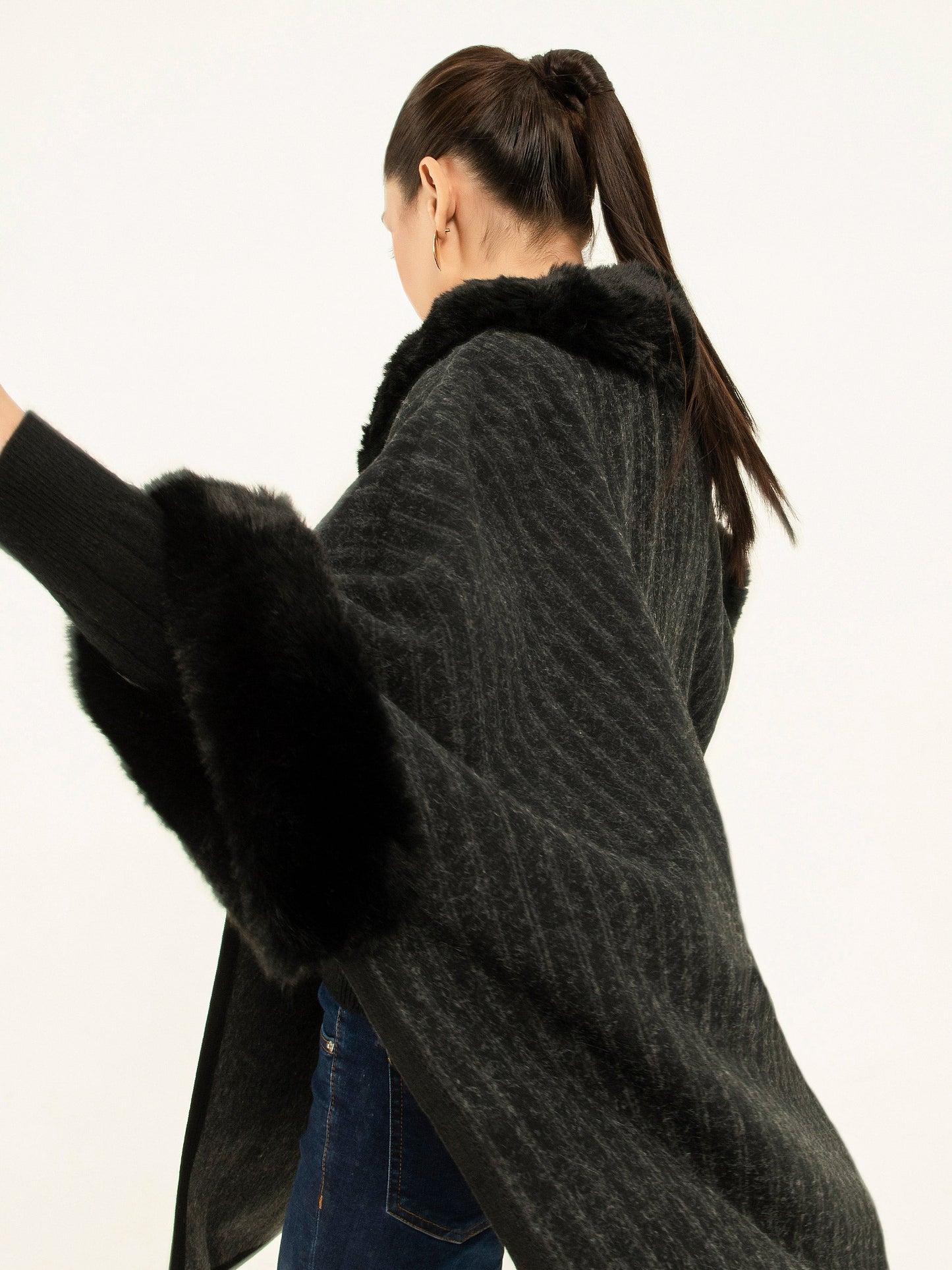 Hooded Fur Cape Shawl