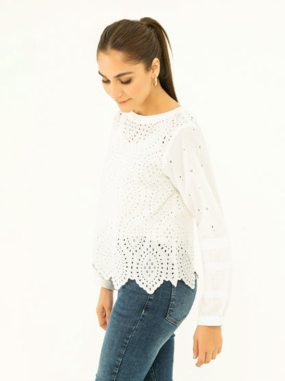 Limelight - Embroidered Cambric Top