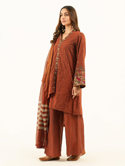 3 Piece Silk Suit-Embroidered (Pret)