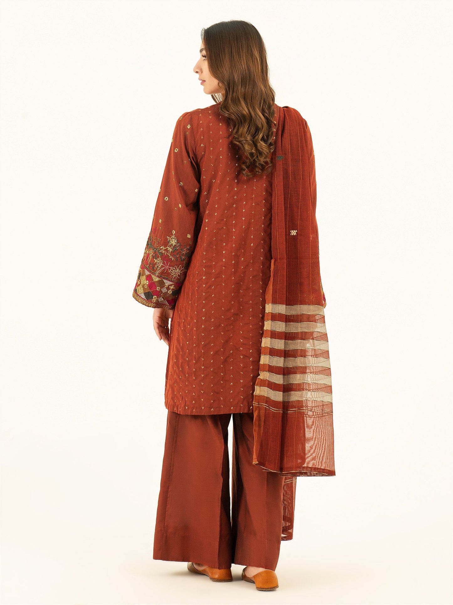 3 Piece Silk Suit-Embroidered (Pret)