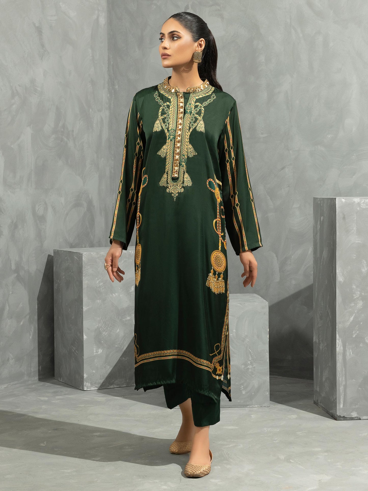 2 Piece Silk Suit-Embroidered (Pret)