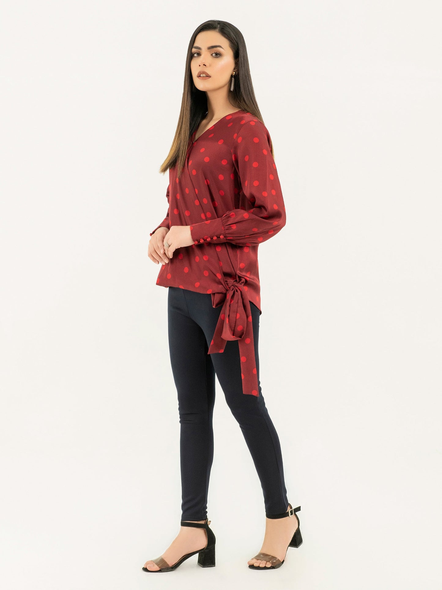 Limelight - Printed Wrap Silk Top