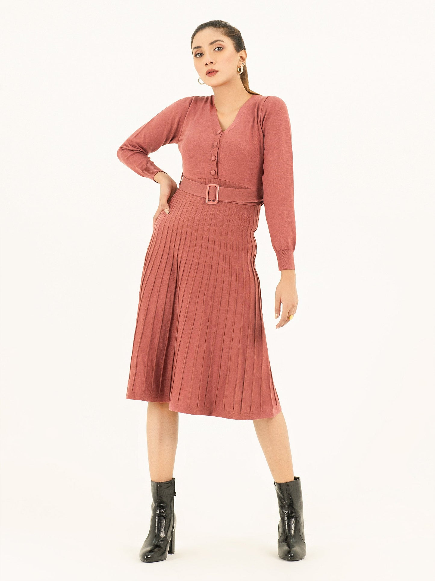 Limelight - Belted Bodycon Sweater Dress