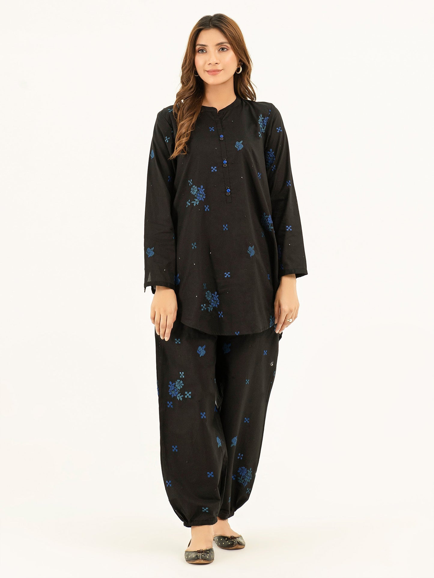 2 Piece Winter Cotton Suit-Embroidered (Pret)