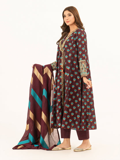 3 Piece Jacquard Suit-Embroidered (Pret)