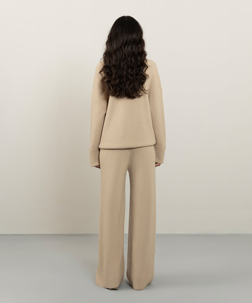 Sapphire - Ribbed Knit Long Trousers