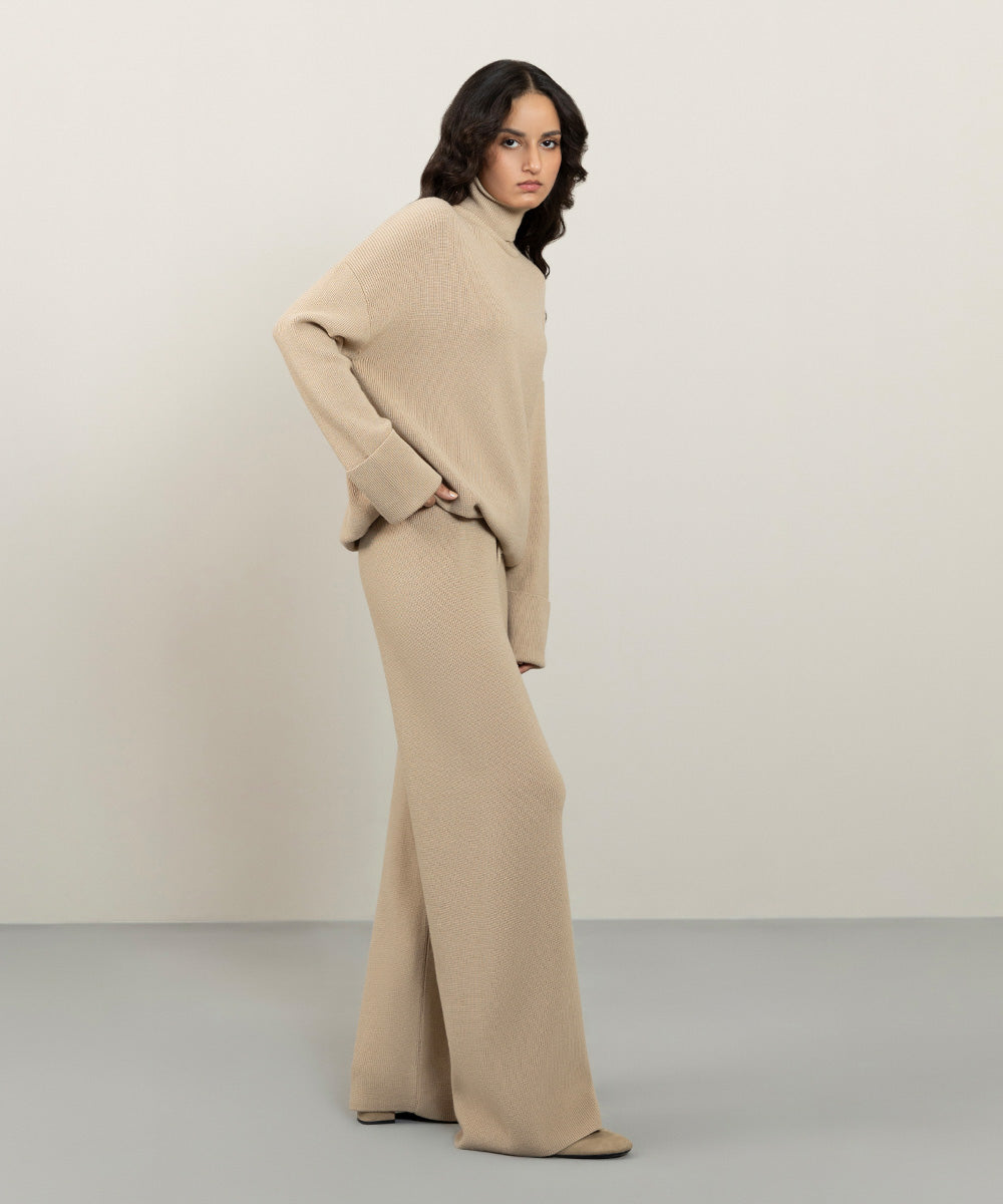 Sapphire - Ribbed Knit Long Trousers