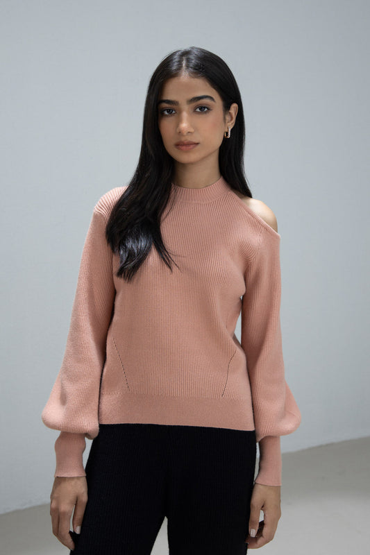 Asymmetric Cut-out Knit Sweater