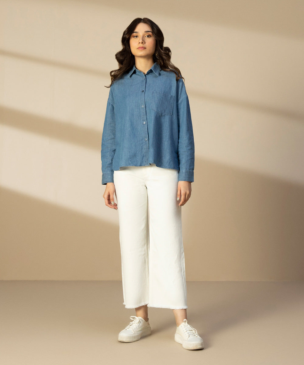 Denim Button Through Shirt