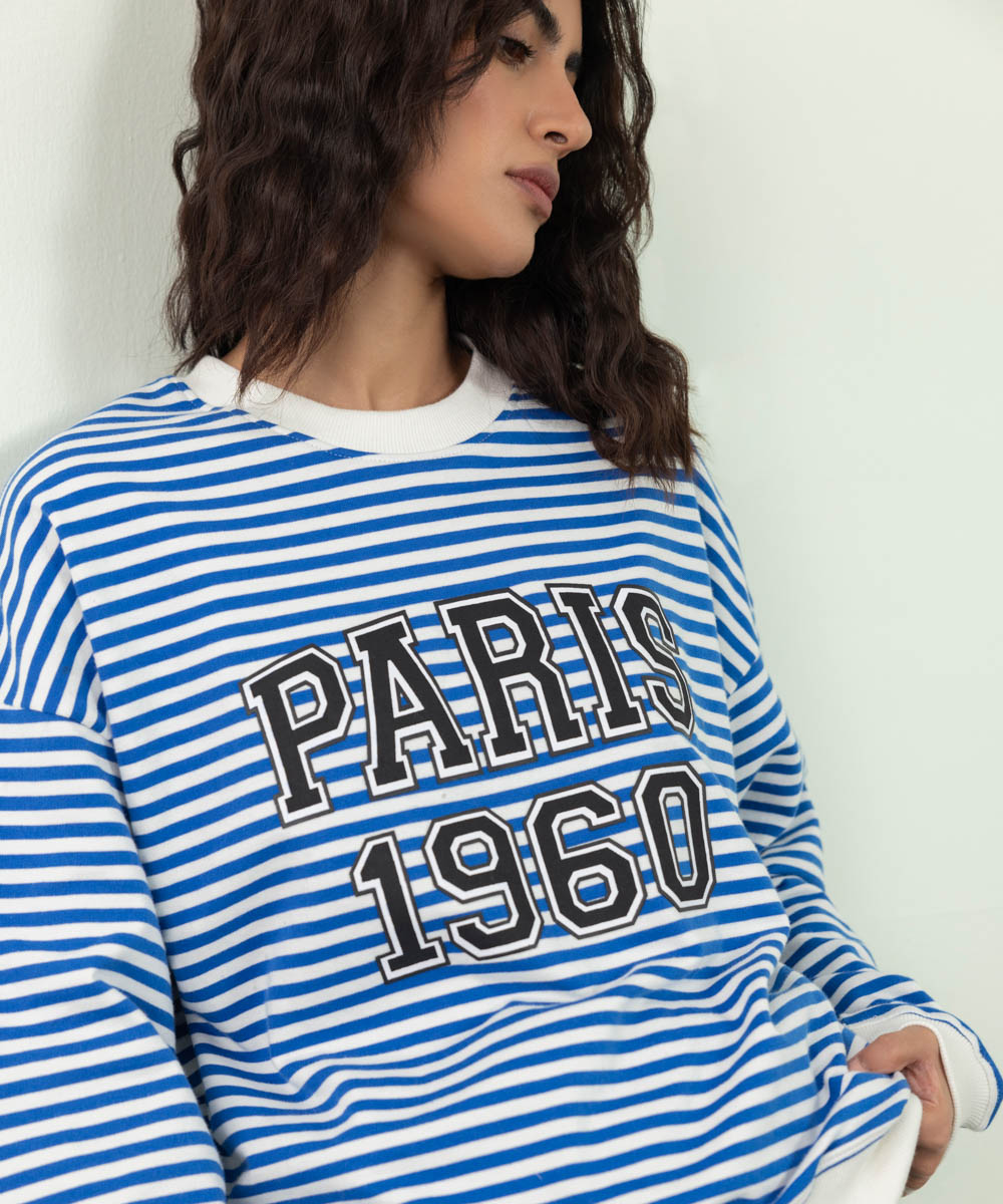 Sapphire - Yarn Dyed Striped Sweatshirt