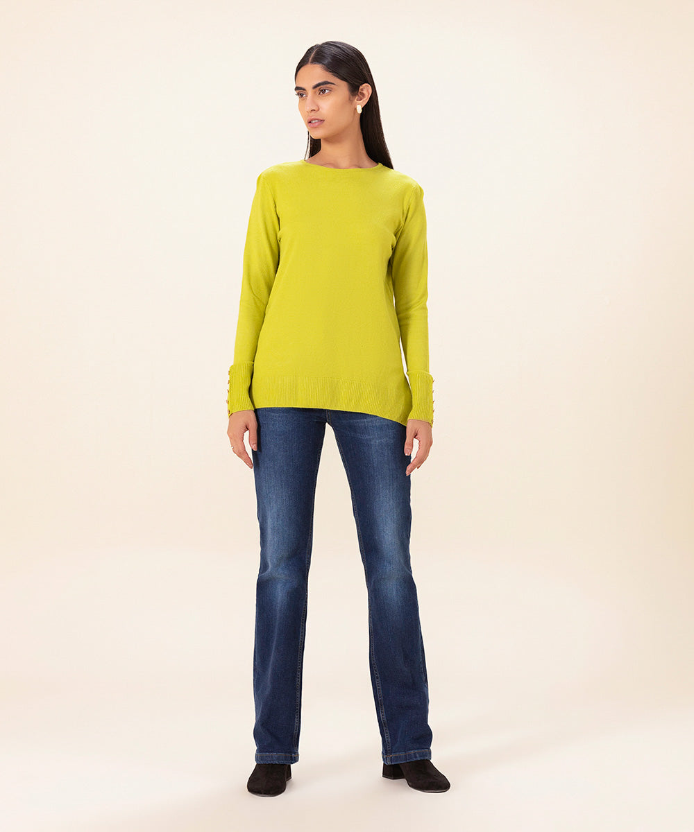 Sapphire - Light Weight Sweater With Gold Buttons