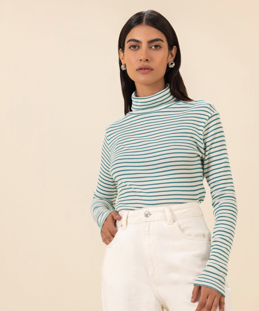 Sapphire - Yarn Dyed Ribbed Fitted Top