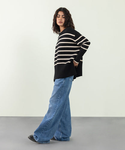 Sapphire - Oversized Striped Sweater