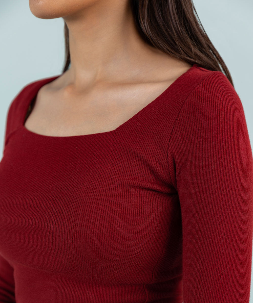 Sapphire - Square Neck Ribbed Top