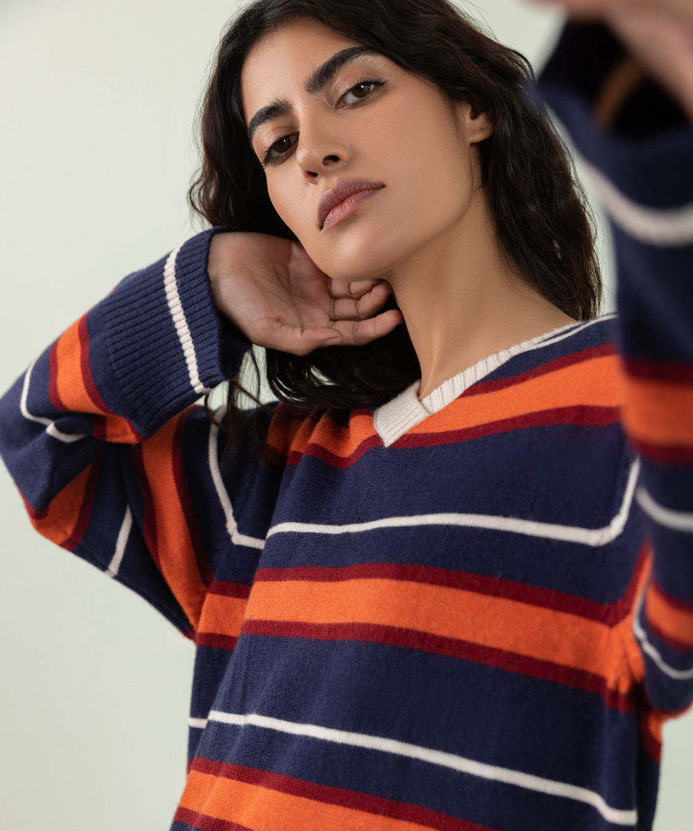 Sapphire - Striped Knit Sweater