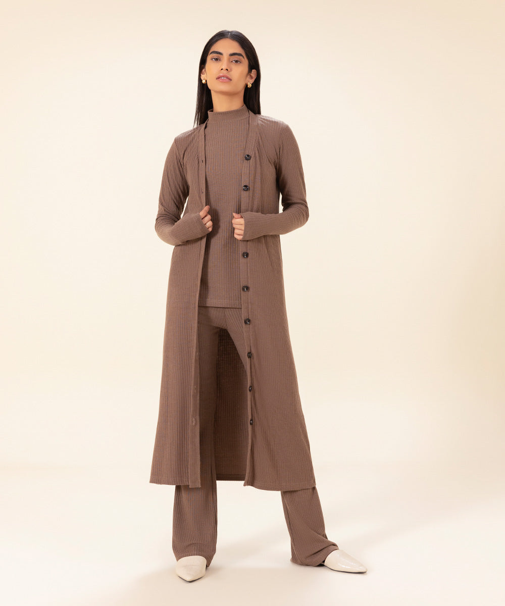 Sapphire - Ribbed Slim-Fit Cardigan With Buttons