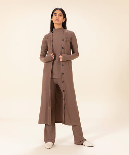 Sapphire - Ribbed Slim-Fit Cardigan With Buttons