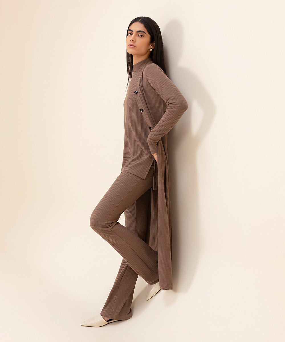 Sapphire - Ribbed Slim-Fit Cardigan With Buttons