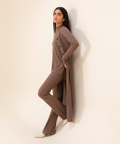 Sapphire - Ribbed Slim-Fit Cardigan With Buttons