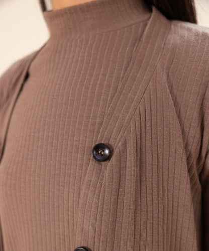 Sapphire - Ribbed Slim-Fit Cardigan With Buttons