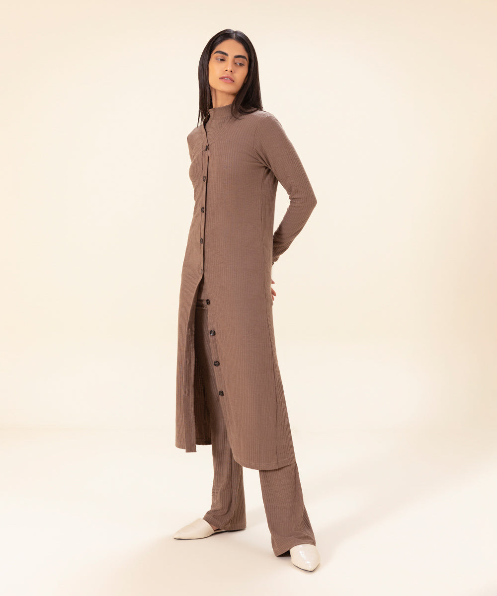 Sapphire - Ribbed Slim-Fit Cardigan With Buttons