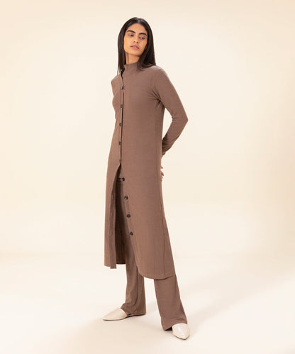 Sapphire - Ribbed Slim-Fit Cardigan With Buttons