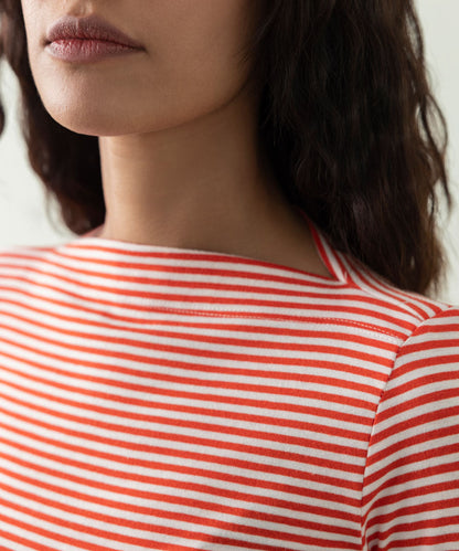 Sapphire - Slash Neck Striped T-Shirt
