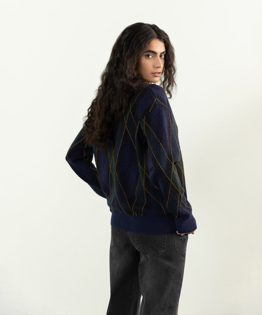 Sapphire - Knit Tartan Cardigan