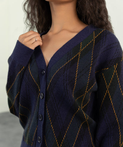 Sapphire - Knit Tartan Cardigan