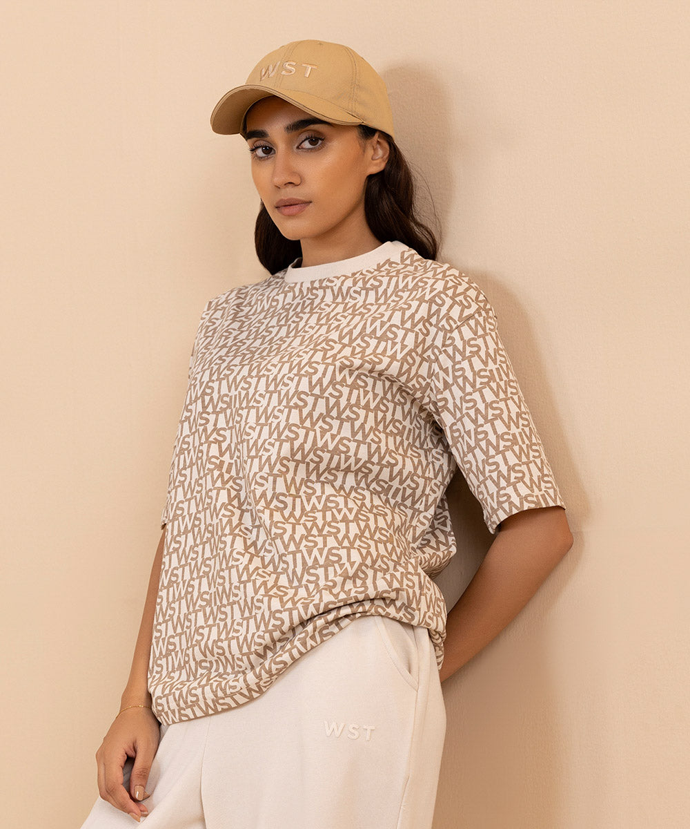 Sapphire - Short Sleeve T-Shirt With Overall Print