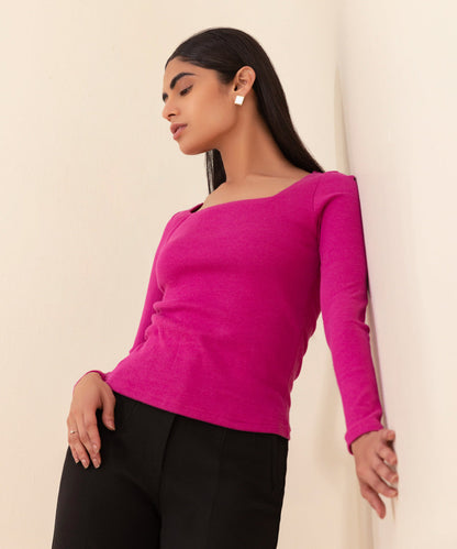 Sapphire - Square Neck Ribbed Top