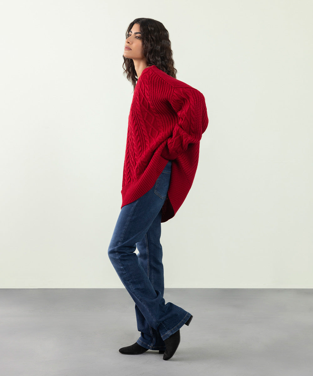 Sapphire - Oversized Cable Knit Sweater